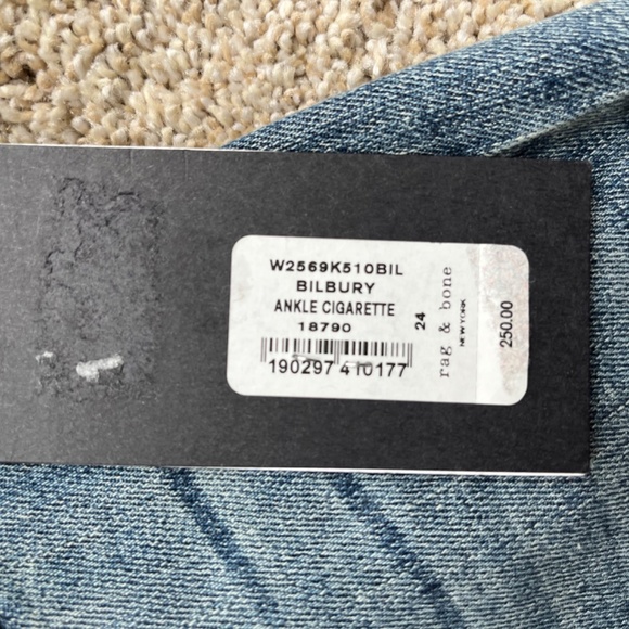 NWT Rag & Bone jeans Bilbury ankle cigarette size 24 - Picture 3 of 7
